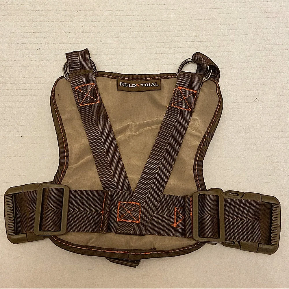 Field Trail Dog Outdoor Tactical Harness In Brown And Orange.